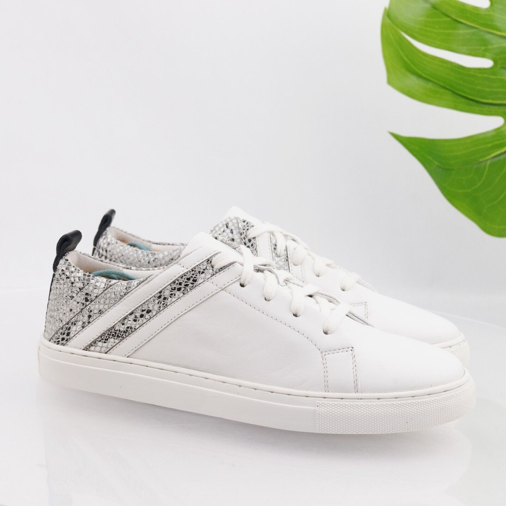 Seychelles Womens Stand Out Shoes Size 8.5 White Leather Python Lace Up Sneakers